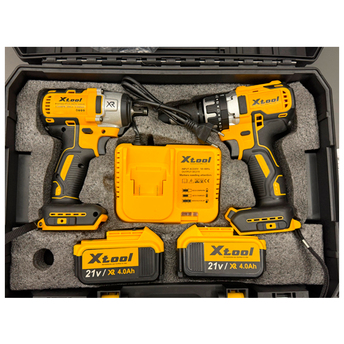 XTOOL KIT 2 EN 1 Llave DE IMPACTO*1 Taladro SIN ESCOBILLA*1 Batería (10 celdas)*2 Cargador*1